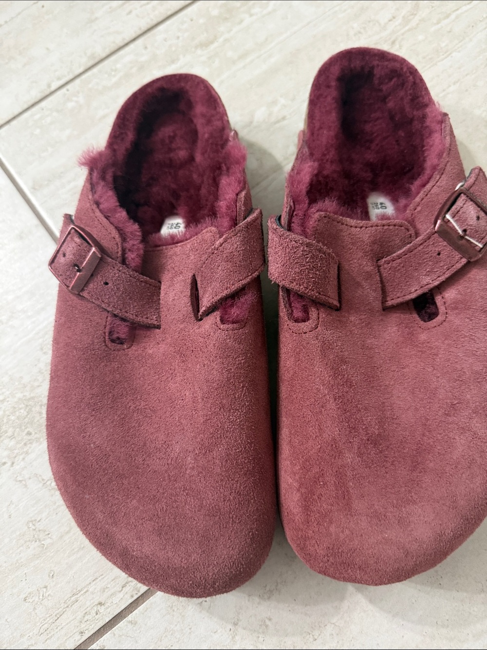 Birkenstock ladies Burgundy Suede Slip-On Clogs with Buckle new ..size 40 - Picture 7 of 7